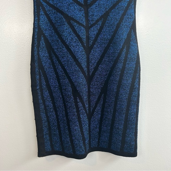 NWT Forever 21 Blue Metallic Sleeveless Geometric Bodycon Mini Dress Size Small - Picture 4 of 9